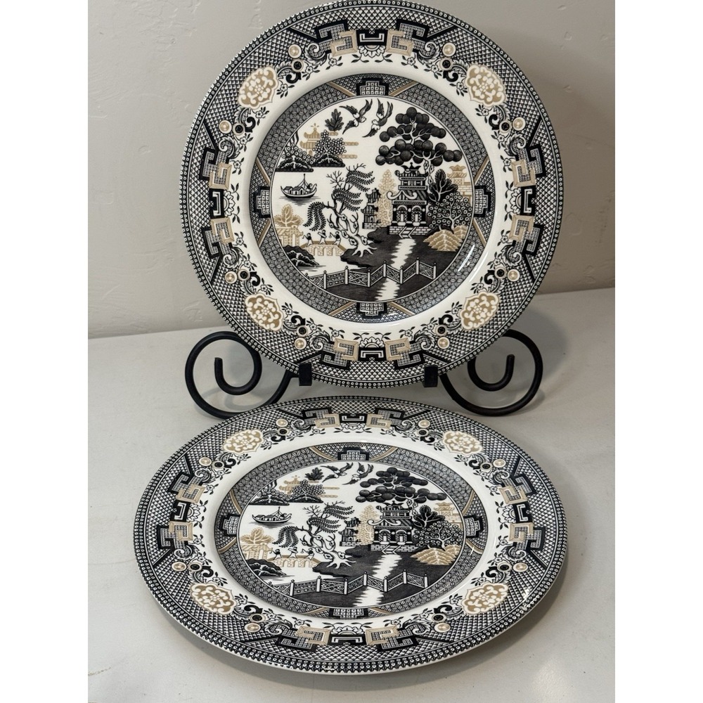 VTG Lot 2 Royal Stafford Willow Garden Asian Inspired 11" Dinner Plate England